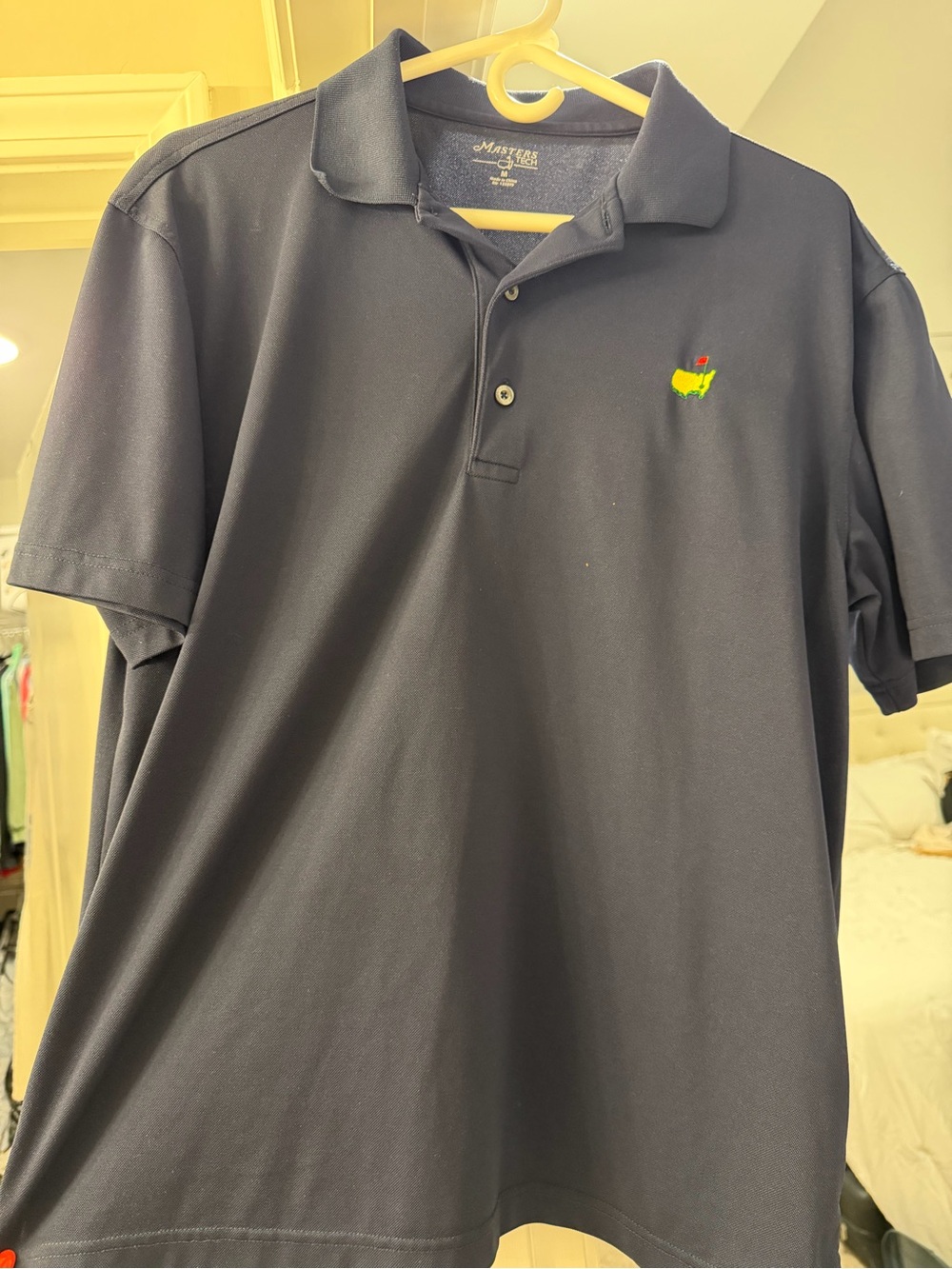 Masters Navy Polo with Embroidered Green & Yellow Logo - Picture 1 of 2